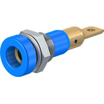 Staubli Blue Female Banana Socket, 4 mm Connector, Screw Termination, 25A, 30 V, 60V dc, Gold Plating