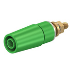 Staubli Green Female Banana Socket, 4 mm Connector, Bolt Termination, 32A, 600V, Gold Plating