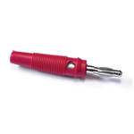 Mueller Electric Red Male Banana Plug, 4 mm Connector, Screw Termination, 24A, 30 V ac, 60V dc, Nickel Plating