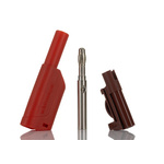 Schutzinger Red Male Banana Plug, 4 mm Connector, Solder Termination, 32A, 1kV, Nickel Plating