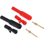 Staubli Black, Red Male Banana Plug, 2mm Connector, Solder Termination, Gold Plating