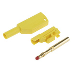 Staubli Green, Yellow Male Banana Plug, 4 mm Connector, Solder Termination, 32A, 1000V, Gold Plating