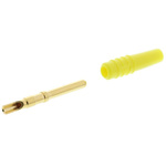 Staubli Yellow Male Test Plug, 2mm Connector, Solder Termination, 10A, 30 V, 60V dc, Gold Plating
