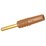 Staubli Brown Male Test Plug, 2mm Connector, Solder Termination, 10A, 30 V, 60V dc, Gold Plating