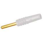 Staubli White Male Test Plug, 2mm Connector, Solder Termination, 10A, 30 V, 60V dc, Gold Plating