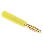 Staubli Yellow Male Banana Plug, 2mm Connector, Solder Termination, 10A, 30 V, 60V dc, Gold Plating