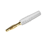 Staubli White Male Banana Plug, 2mm Connector, Solder Termination, 10A, 30 V, 60V dc, Gold Plating