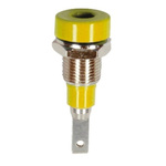 Staubli Yellow Female Banana Socket, 2mm Connector, Tab Termination, 10A, 30 V, 60V dc, Silver Plating