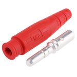 Staubli Red Male Test Plug, 6 mm Connector, Crimp Termination, 80A, 600V, Silver Plating