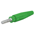 Staubli Green Male Test Plug, 6 mm Connector, Crimp Termination, 80A, 600V, Silver Plating