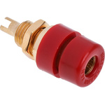 Hirschmann Test & Measurement Red Female Banana Socket, 4 mm Connector, Solder Termination, 32A, 30 V ac, 60V dc, Gold
