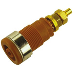 Hirschmann Test & Measurement Brown Female Banana Socket, 4 mm Connector, Solder Termination, 32A, 1000V ac/dc, Gold