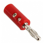 Mueller Electric Red Male Banana Plug, 4 mm Connector, Screw Termination, 15A, Nickel Plating