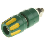 Hirschmann Test & Measurement 35A, Green, Yellow 27 mm Test Terminal With Brass Contacts and Nickel Plated - 8mm Hole