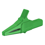 Staubli Crocodile Clip 4 mm Connection, Brass Contact, 32A, Green