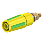 Staubli Green, Yellow Female Banana Socket, 4 mm Connector, Bolt Termination, 32A, 600V, Gold Plating