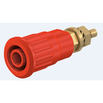 Staubli Red Female Banana Socket, 4 mm Connector, Press Fit Termination, 24A, 1000V, Gold Plating