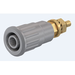 Staubli Grey Female Banana Socket, 4 mm Connector, Press Fit Termination, 24A, 1000V, Gold Plating