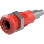 Staubli Red Socket Test Socket, Solder Termination, 25A, 30V ac, Nickel Plating