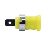 Mueller Electric Yellow Plug Banana Connectors, 4 mm Connector, Solder Lug Termination, 35A, 1kV, Nickel Plating