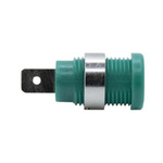 Mueller Electric Green Plug Banana Connectors, 4 mm Connector, Solder Lug Termination, 35A, 1kV, Nickel Plating