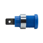 Mueller Electric Blue Plug Banana Connectors, 4 mm Connector, Solder Lug Termination, 35A, 1kV, Nickel Plating