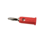 Mueller Electric Red Plug Banana Connectors, 4 mm Connector, Plug In Termination, 5A, Gold Over Nickel Plating