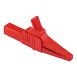 Mueller Electric Crocodile Clip 4 mm Connection, Nickel-Plated Steel Contact, 30A, Red