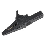Mueller Electric Crocodile Clip 4 mm Connection, Nickel-Plated Steel Contact, 30A, Black