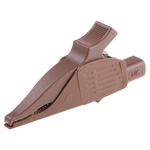 Staubli Crocodile Clip 4 mm Connection, Brass Contact, 32A, Brown
