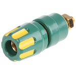 Hirschmann Test & Measurement 35A, Green, Yellow Binding Post With Brass Contacts and Gold Plated - 8mm Hole Diameter