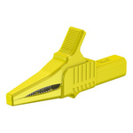 Staubli Crocodile Clip 4 mm Connection, Brass Contact, 32A, Yellow