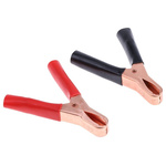 Mueller Electric Crocodile Clip, Copper-Plated Steel Contact, 50A, Black, Red