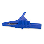 Mueller Electric Crocodile Clip 4 mm Connection, Nickel-Plated Steel Contact, 30A, Blue