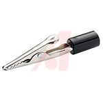Mueller Electric Crocodile Clip 2 mm Connection, Nickel-Plated Steel Contact, 10A, Black
