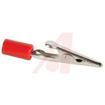 Mueller Electric Crocodile Clip 4 mm Connection, Nickel-Plated Steel Contact, 10A, Red