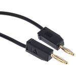 Staubli 2 mm Connector Test Lead, 10A, 30 V ac, 60V dc, Black, 300mm Lead Length