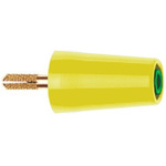 Staubli Green/Yellow, Male to Female Test Connector Adapter With Brass contacts and Gold Plated - Socket Size: 4mm