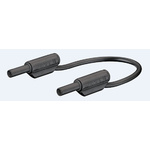 Staubli 2 mm Connector Test Lead, 10A, 600V, Black, 300mm Lead Length