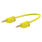 Staubli 2 mm Connector Test Lead, 10A, 30 V ac, 60V dc, Yellow, 300mm Lead Length