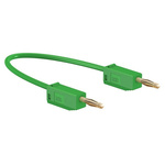 Staubli 2 mm Connector Test Lead, 10A, 30 V ac, 60V dc, Green, 500mm Lead Length