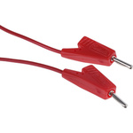 Radiall 2 mm Connector Test Lead, 5A, 250V ac, Red, 200mm Lead Length