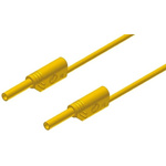 Hirschmann Test & Measurement 2 mm Connector Test Lead, 10A, 1000V ac/dc, Yellow, 500mm Lead Length