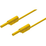 Hirschmann Test & Measurement 2 mm Connector Test Lead, 10A, 1000V ac/dc, Yellow, 1m Lead Length