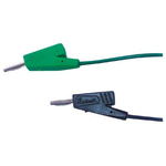 Radiall 2 mm Connector Test Lead, 5A, 250V ac, Green, 100mm Lead Length