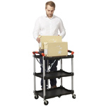 RS PRO 3 Shelf Aluminium Folding Trolley, 670 x 430mm, 8kg Load