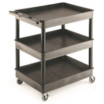 RS PRO 3 Shelf PE Trolley Trolley, 920 x 640 x 975mm, 175kg Load