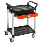 RS PRO 2 Shelf Aluminium Trolley, 630 x 424mm, 100kg Load