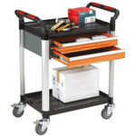 RS PRO 2 Shelf Aluminium Trolley, 630 x 424mm, 100kg Load