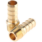 Legris Brass Pipe Fitting, Straight Threaded Tailpiece Adapter, Male R 3/8in to Male 13mm